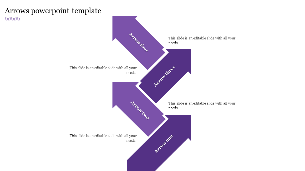 Free - Best Arrows PowerPoint Template In Purple Color Slide